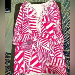 Lilly Pulitzer Yacht Sea Pink and White Dress EUC
